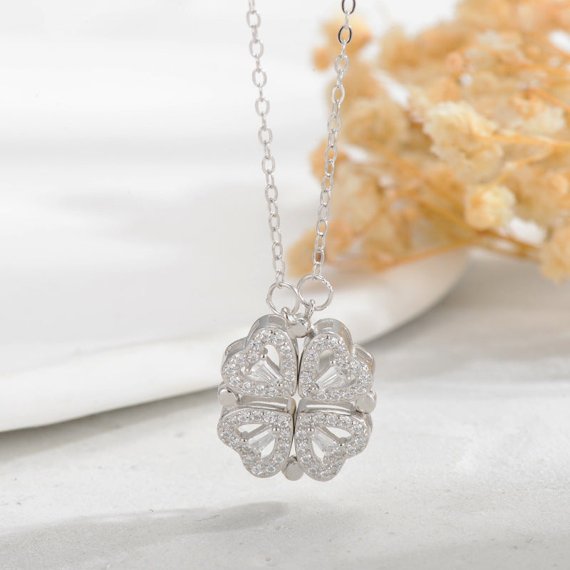 New Sterling Silver S925 Love Clover Necklace Female One Style for Dual-Wear Necklace Fashion Design Sense Factory Direct Sales