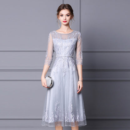 VSKKV Zhili High-End Spring Dress  New Heavy Industry Beads Embroidered Mid-Length Formal Occasion Formal Dress