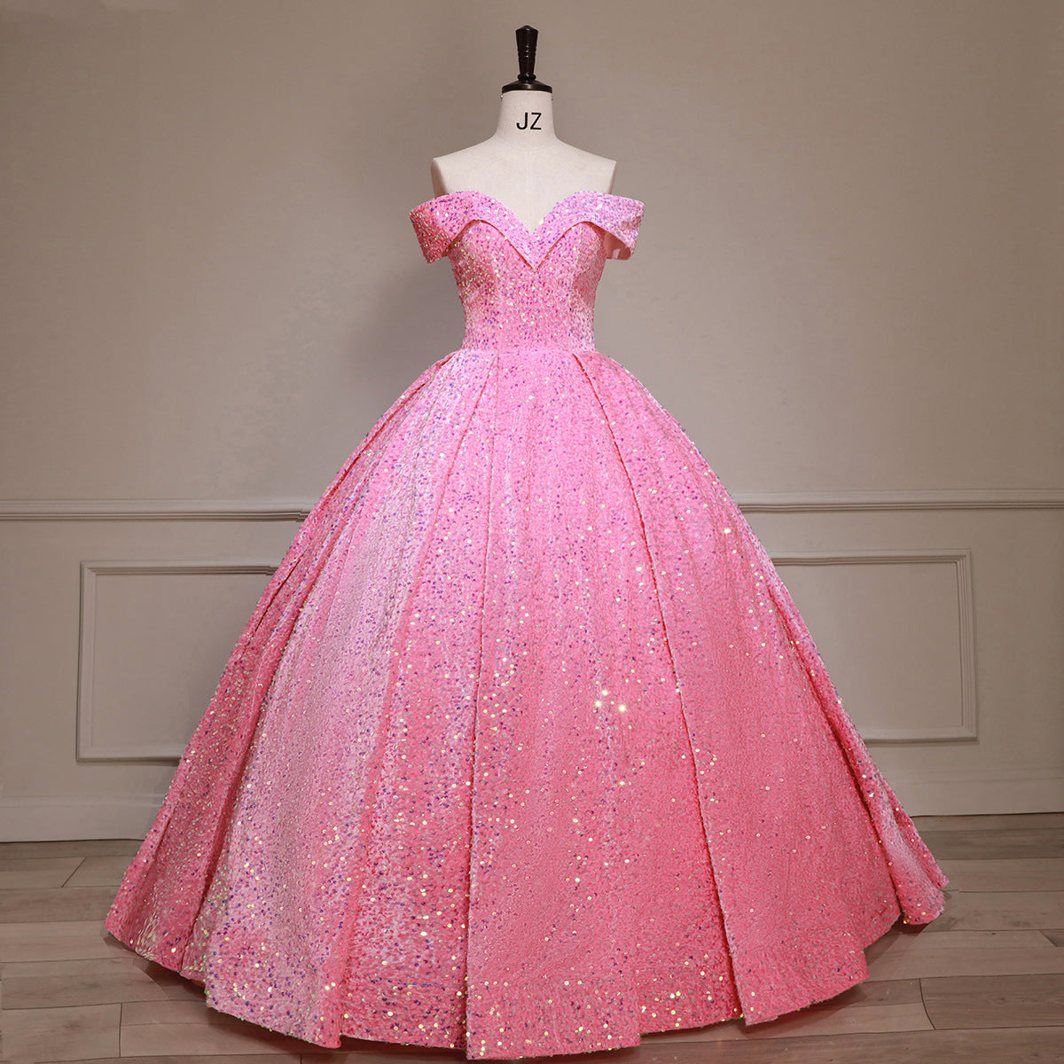 European and American Foreign Trade Bridal Wedding Dress Female  Color Change Sequins Ball Performance Costume off-Shoulder Pettiskirt Adult