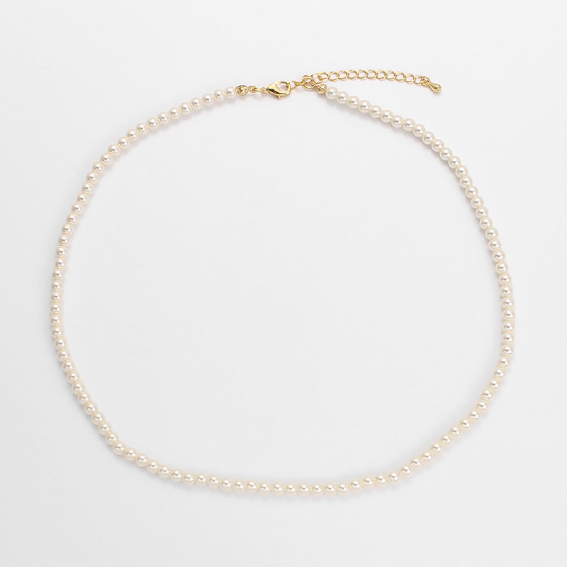 Fever Pearl Necklace Same Style Perfect Circle High-Grade Simple Retro Clavicle Chain Temperament Classic Style Korean Necklace