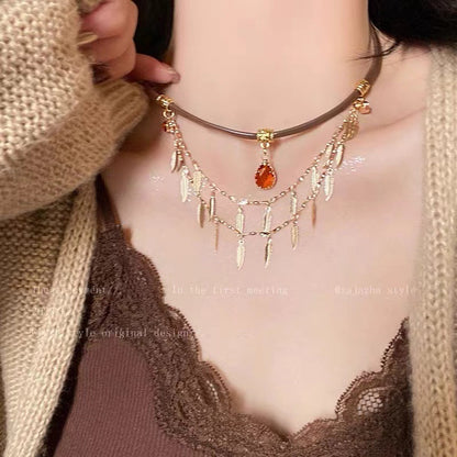 Sun XINGX Double-Layer Necklace Women's Simple Exquisite Niche Accessories Clavicle Chain Versatile Personality High-Grade Sense Ornament Fashion