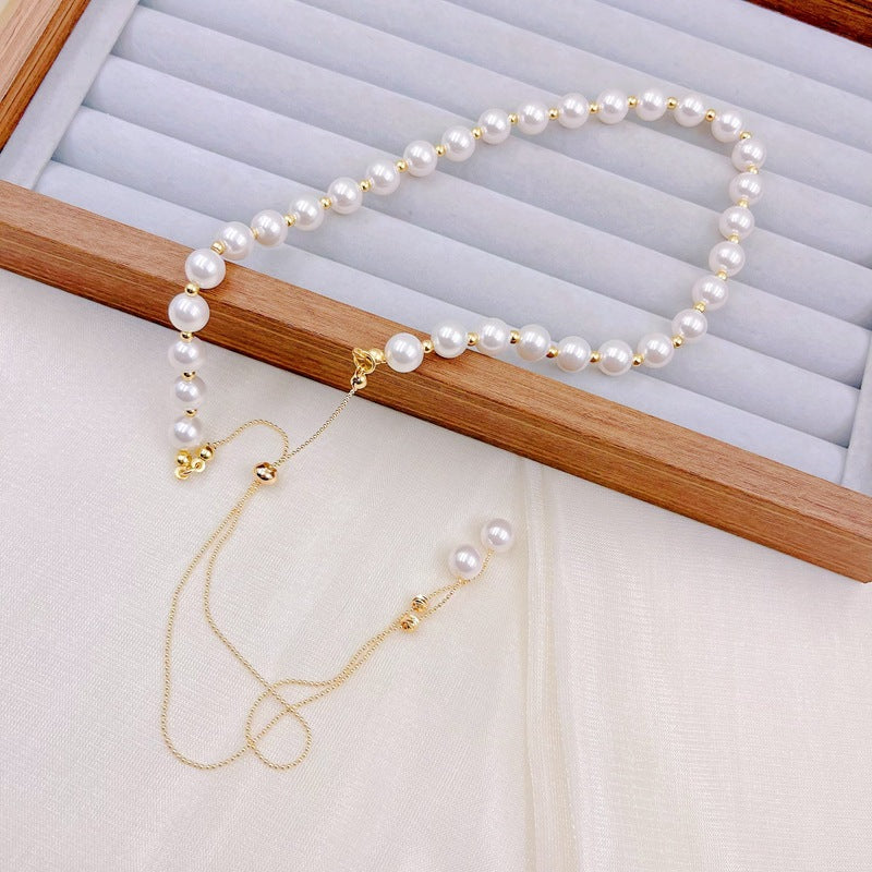 Pearl Necklace Summer Women's High-Grade Accessories  New Internet Influencer Long Adjustable Light Luxury Minority Clavicle Chain