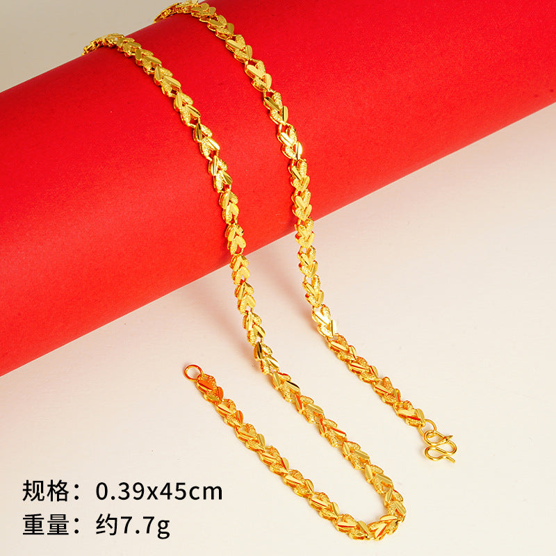 vakkv  Alluvial Gold Necklace Ornament Women's No Color Fading High-Grade Niche Clavicle Chain Yiwu Copper Accessories Imitation Gold Chain