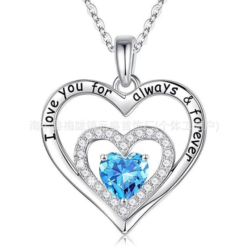 HOT and NEW Cross Border S925 Pure Heart of Eternity Pendant Heart Necklace for Women Birthday Anniversary Valentine's Day Gift