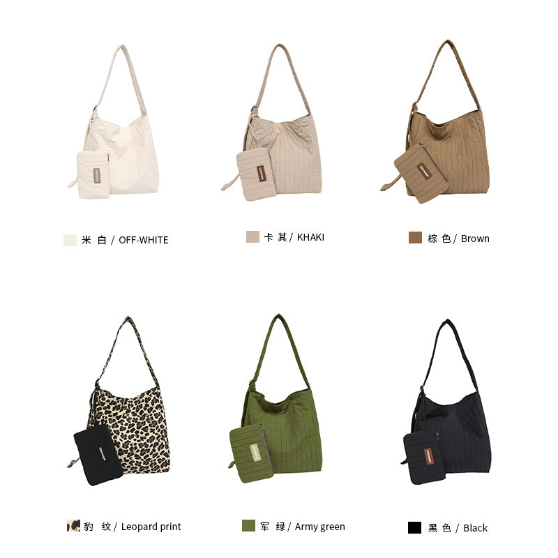 Summer New Cross-Border Bag Pleated Underarm Bag Tote Bag Korean Style Canvas Bag Large Capacity Shoulder Bag for Women