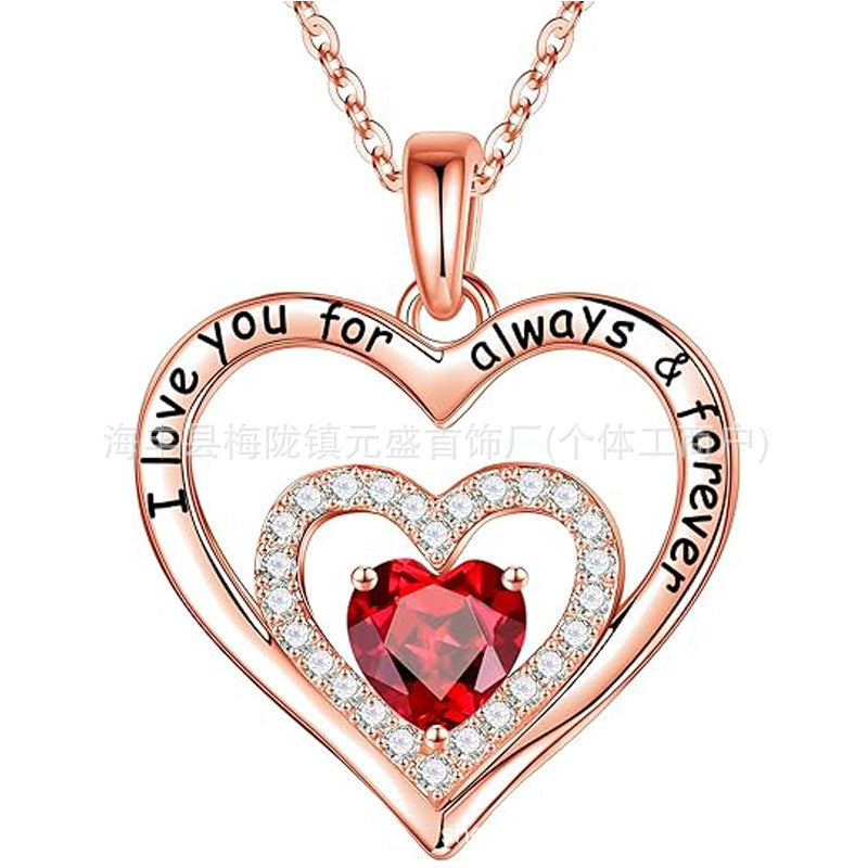 HOT and NEW Cross Border S925 Pure Heart of Eternity Pendant Heart Necklace for Women Birthday Anniversary Valentine's Day Gift