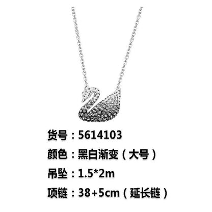 VAKKV Shijia 1:1 High Version Gradient Blue Black Swan Necklace Female Polo Crystal Swan Clavicle Chain Factory Delivery