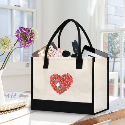 Cross-Border Hot Selling Canvas Shoulder Bag Large Capacity Printed Tote Women's Stylish and Lightweight Portable Gift Shopping Bag