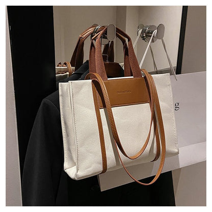 Cross-Border Bag for Women  New Shopping Bag Korean Style Fashion Tote Bag Simple Canvas Women's Bag Shoulder Bag Big Bag