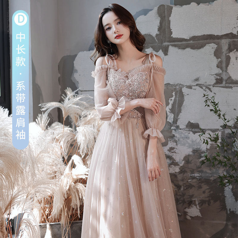 VAKKV  Girlfriends Bridesmaid Dress  New Spring Fairy Graceful Puff Sleeve Bridesmaid Dress the Wedding Party Evening Dress