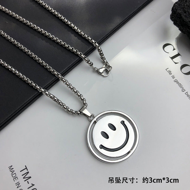 Cross-Border European Hip Hop Titanium Steel Necklace Men's Fashionable All-Match Pendant Retro Personal Accessories Women's Long Sweater Chain Pendant