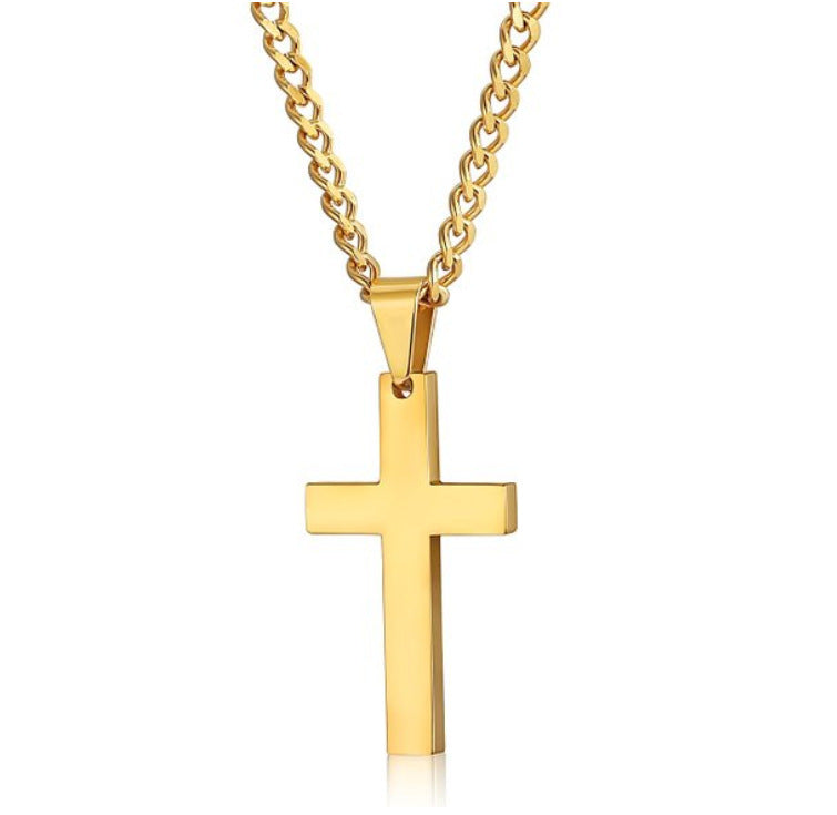 vakkv Men's and Women's Metal Simplicity Cross Necklace Pendant Foreign Trade Ornament Cross-Border E-Commerce  Hot Selling Product Chain All-Matching