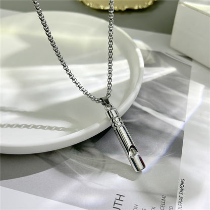 Cross-Border European Hip Hop Titanium Steel Necklace Men's Fashionable All-Match Pendant Retro Personal Accessories Women's Long Sweater Chain Pendant