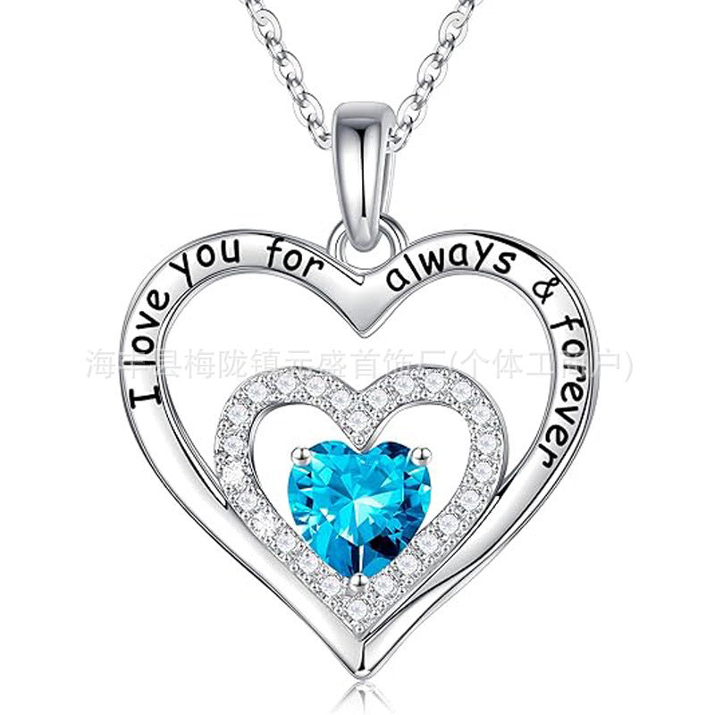 HOT and NEW Cross Border S925 Pure Heart of Eternity Pendant Heart Necklace for Women Birthday Anniversary Valentine's Day Gift