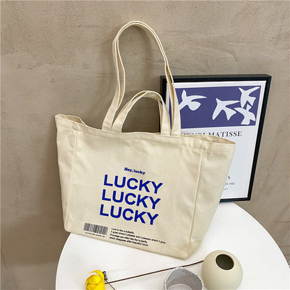 South Korea Idle Style Large Capacity Canvas Bag Women's Men's Shoulder Ins Canvas Bag Handbag All-Matching Harajuku Ulzzang