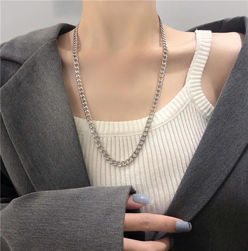 Titanium Steel Zircon Necklace for Women All-Match High-Grade Non-Fading Summer Niche Design Clavicle Chain Sweater Chain Accessories