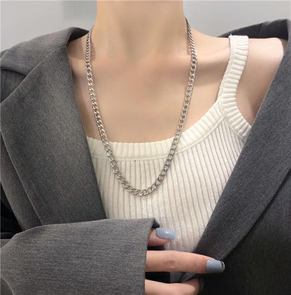 Titanium Steel Zircon Necklace for Women All-Match High-Grade Non-Fading Summer Niche Design Clavicle Chain Sweater Chain Accessories