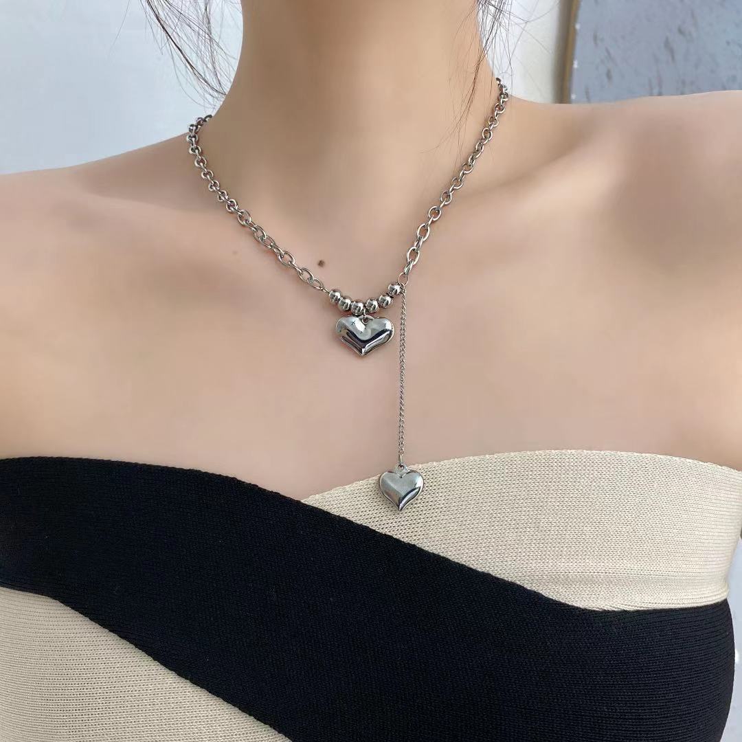 Titanium Steel Zircon Necklace for Women All-Match High-Grade Non-Fading Summer Niche Design Clavicle Chain Sweater Chain Accessories