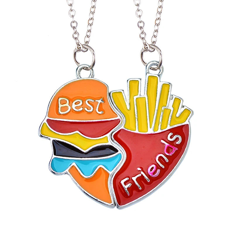 Cross-Border Hot Selling BFF Good Friend Necklace Magnet Suction Love Necklace Butterfly Rainbow Stitching 1 Set Besties Necklace