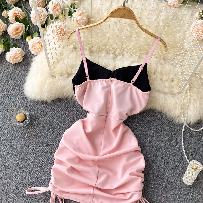 VAKKV Sexy Sheath Sleeveless Pink Short Summer Holiday Dress P243