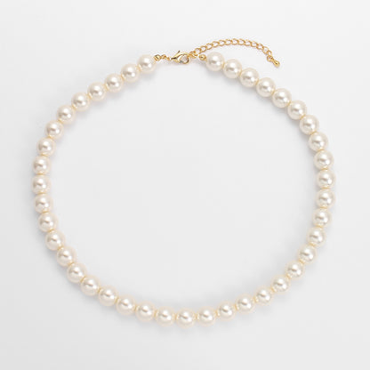 Fever Pearl Necklace Same Style Perfect Circle High-Grade Simple Retro Clavicle Chain Temperament Classic Style Korean Necklace