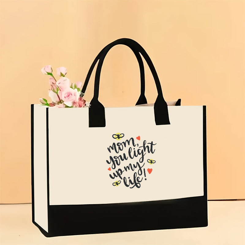 Cross-Border Hot Selling Canvas Shoulder Bag Large Capacity Printed Tote Women's Stylish and Lightweight Portable Gift Shopping Bag