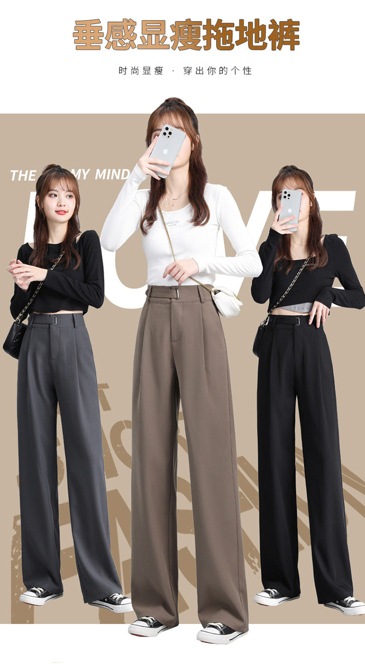 Suit Mop Pants Female  Spring and Summer Straight Loose Casual High Waist Slimming Drooping Wide-Leg Pants Foreign Trade