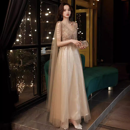 VSKKV Banquet Evening Dress for Women  New Spring Elegant Graceful Party Long Art Exam Slimming Evening Dress High-End