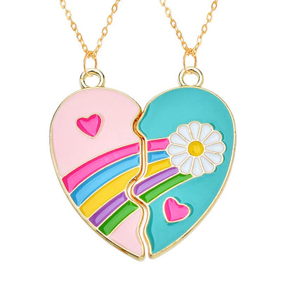 Cross-Border Hot Selling BFF Good Friend Necklace Magnet Suction Love Necklace Butterfly Rainbow Stitching 1 Set Besties Necklace