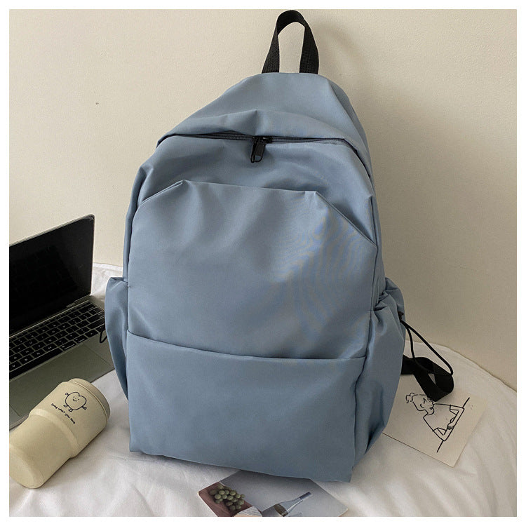 Mori Style Large Capacity Solid Color Backpack Men's Trendy Ins Korean Style All-Matching School Bag Female High School Student Campus Backpack