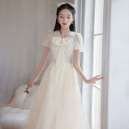 VAKKV  Banquet Evening Dress Female 18-Year-Old Adult High-End Temperament Art Exam Music Student Senior Sense Graduation Host Dress