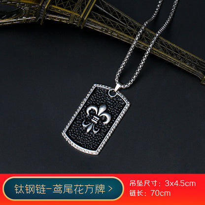 vakkv Fashion Brand Titanium Just Hip Hop Style Necklace Men and Women Ins Cold Talk Wind All-Match Sweater Chain Punk Pendant Long Accessories