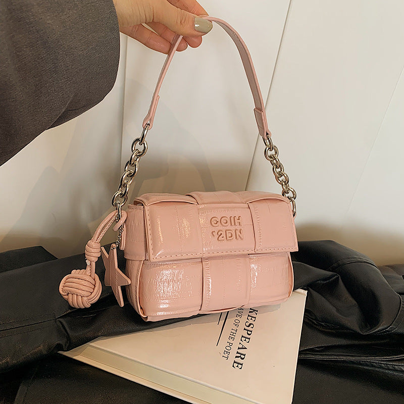 Woven Early Summer Small Square Bag Female  New Style Pink High Sense Shoulder Messenger Bag Portable Phone Bag Wholesale