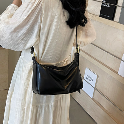 Shoulder Bag Korean Style Pu Pure Color Minimal Versatile Fashion Messenger Bag Large Capacity Commute Leisure Bag Female Cross-Border