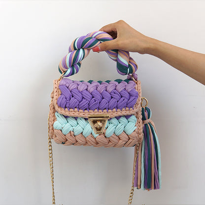 Xuan Ya Hand-Woven Women's Handbag Color Bag Women's Crossbody Chain Bag Cross-Border Handbag