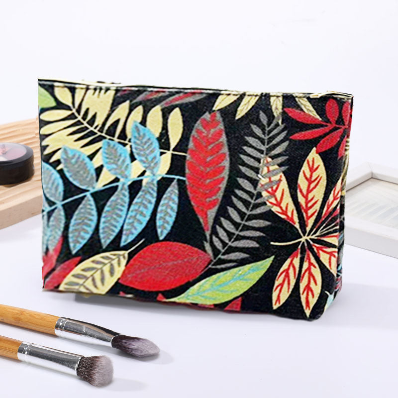 Cross-Border Hot Tote Bag Cosmetic Bag Full Version Maple Leaf Printed Handbag Waterproof Cosmetic Bag Factory in Stock Wholesale