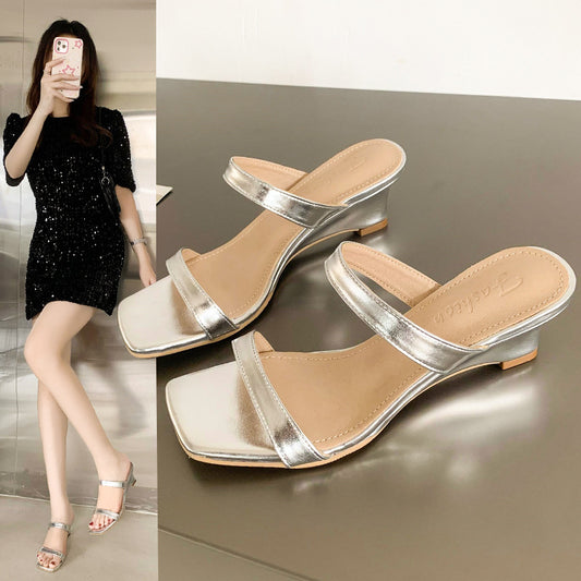 Chunky Heel Ankle-Strap Small Sandals Women's Summer  New Outdoor  Style Retro Elegant High Heels Sandals