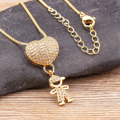 VAKKV Children's Collection Single Two 3 4 5 Boys and Girls 18K Real Gold Electroplating Foreign Trade Hot Selling Pendant Necklace