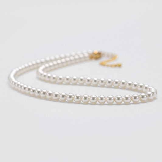 Fever Pearl Necklace Same Style Perfect Circle High-Grade Simple Retro Clavicle Chain Temperament Classic Style Korean Necklace