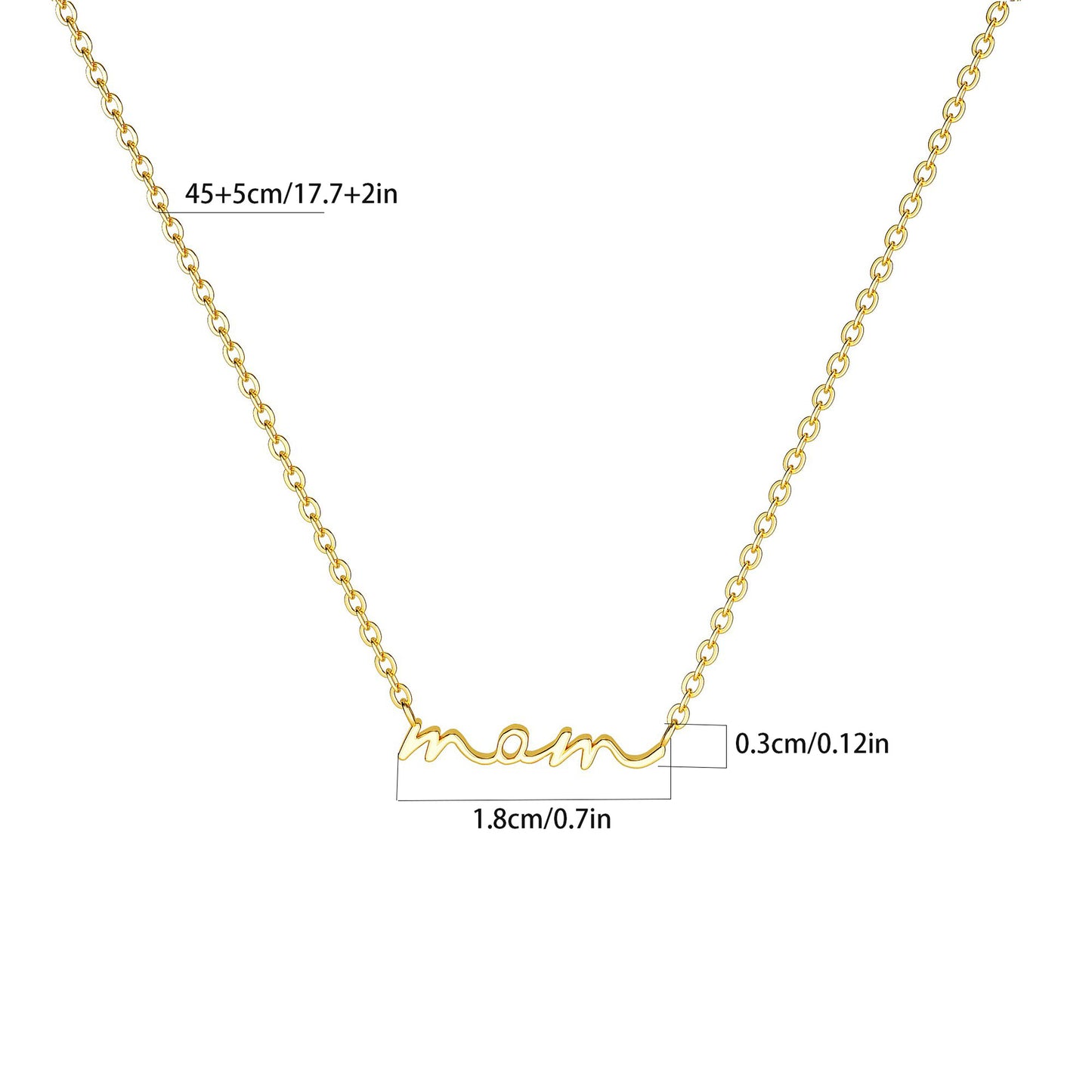 vakkv 18K Gold Colorfast Stainless Steel Mama Necklace Necklace Parent-Child Gift Mother's Day Gift Love Mom Mom Necklace