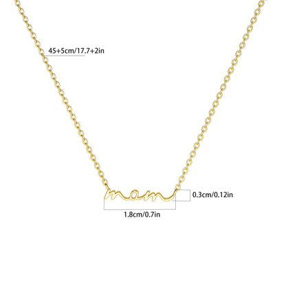 vakkv 18K Gold Colorfast Stainless Steel Mama Necklace Necklace Parent-Child Gift Mother's Day Gift Love Mom Mom Necklace