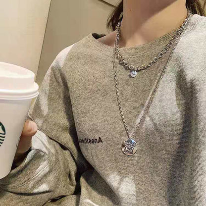 Titanium Steel Zircon Necklace for Women All-Match High-Grade Non-Fading Summer Niche Design Clavicle Chain Sweater Chain Accessories