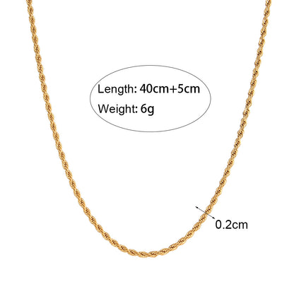 European and American Ins Stylish Simple and Versatile Titanium Steel Twist Chain Necklace Stainless Steel Plated 18K Gold Chain Jewelry Women