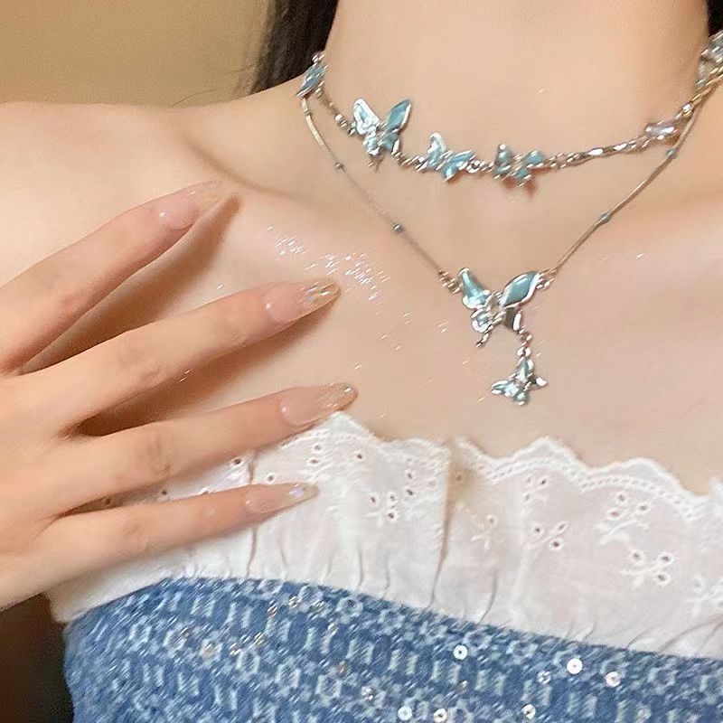 New Cold Style Butterfly Necklace Female Fashion Ins Style Personality All-Match Necklace Niche High-End Clavicle Chain Accessories