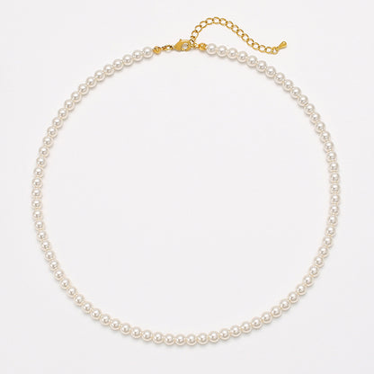 Fever Pearl Necklace Same Style Perfect Circle High-Grade Simple Retro Clavicle Chain Temperament Classic Style Korean Necklace