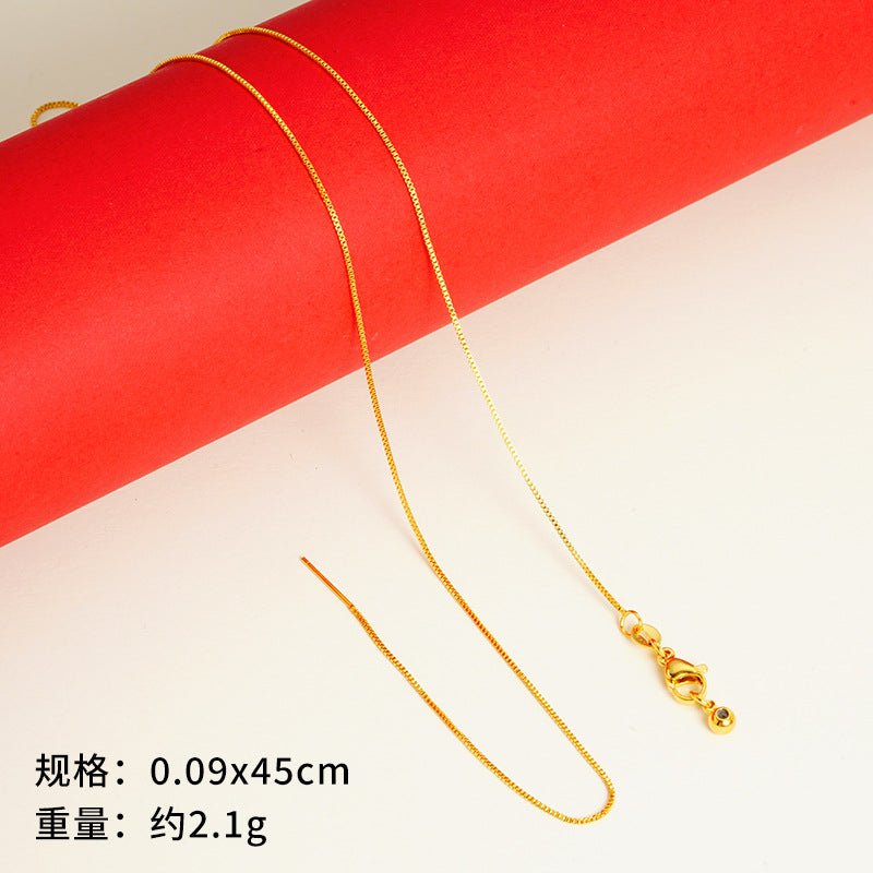 vakkv  Alluvial Gold Necklace Ornament Women's No Color Fading High-Grade Niche Clavicle Chain Yiwu Copper Accessories Imitation Gold Chain