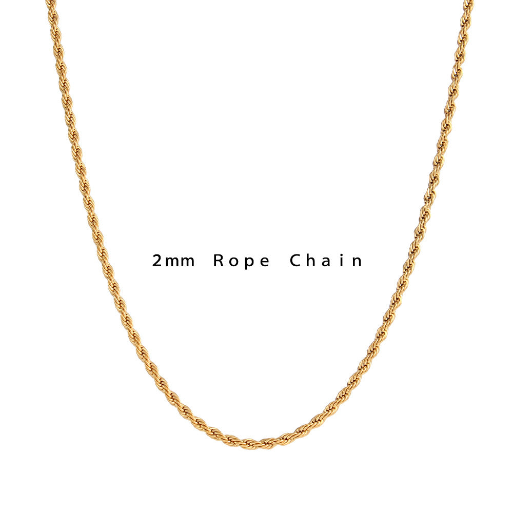 European and American Ins Stylish Simple and Versatile Titanium Steel Twist Chain Necklace Stainless Steel Plated 18K Gold Chain Jewelry Women