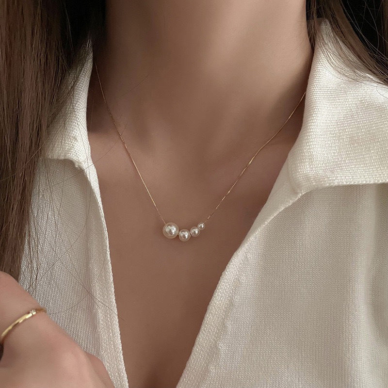 Ni Ni Same Style Pearl Necklace for Women Light Luxury Temperament High-Grade Clavicle Chain  New Popular Niche Necklace