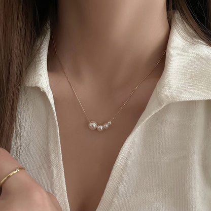 Ni Ni Same Style Pearl Necklace for Women Light Luxury Temperament High-Grade Clavicle Chain  New Popular Niche Necklace