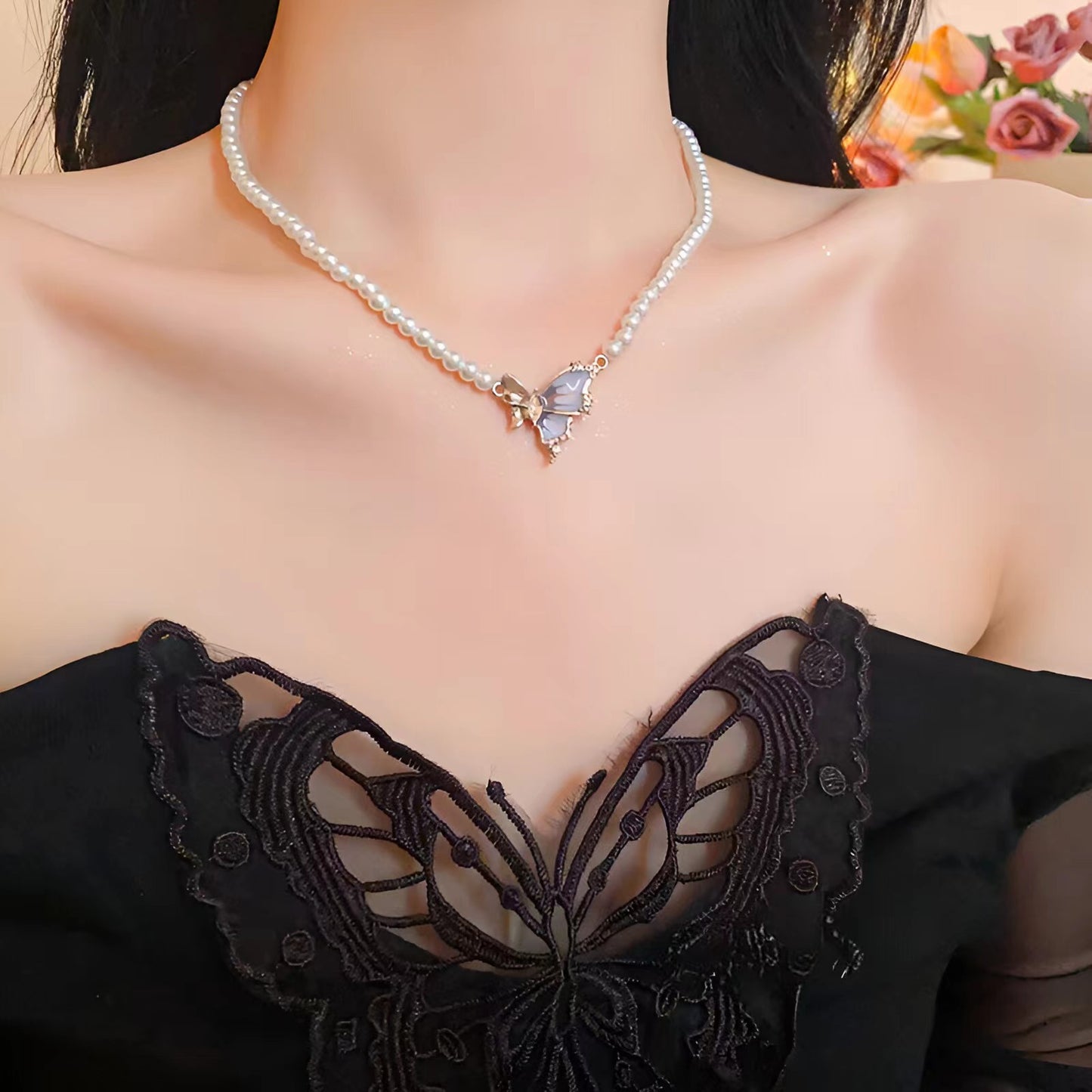 New Cold Style Butterfly Necklace Female Fashion Ins Style Personality All-Match Necklace Niche High-End Clavicle Chain Accessories